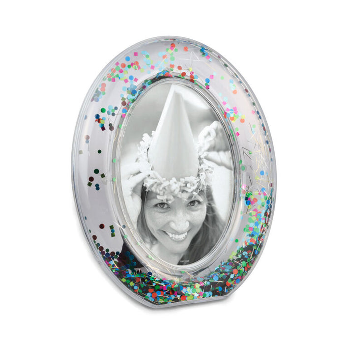 Oval Confetti-Filled Picture Frame, 4x6