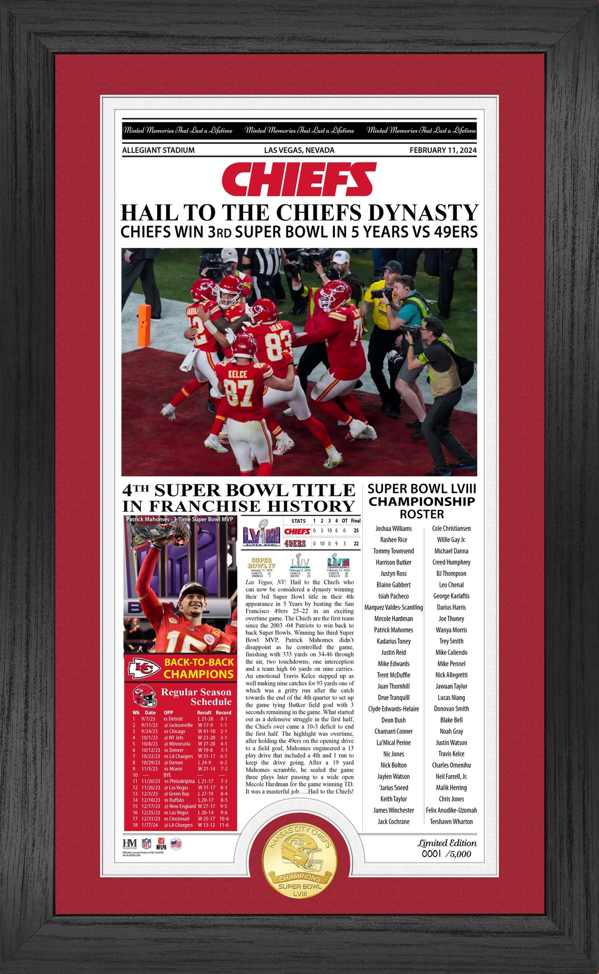 Kansas City Chiefs Super Bowl LVIII Champions Front Page Cover Bronze
