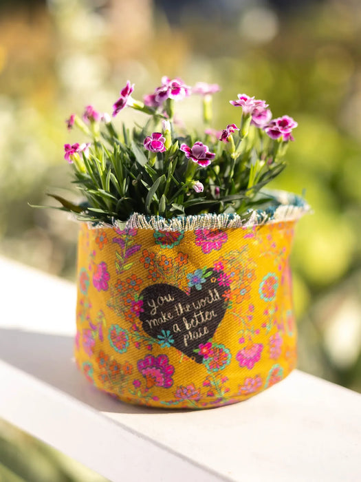 You Make the World Better Canvas Planter Cover