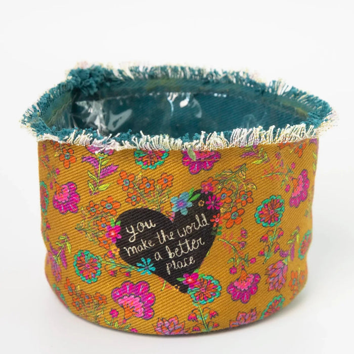 canvas plant pots You Make the World Better Canvas Planter Cover — Trudy's Hallmark