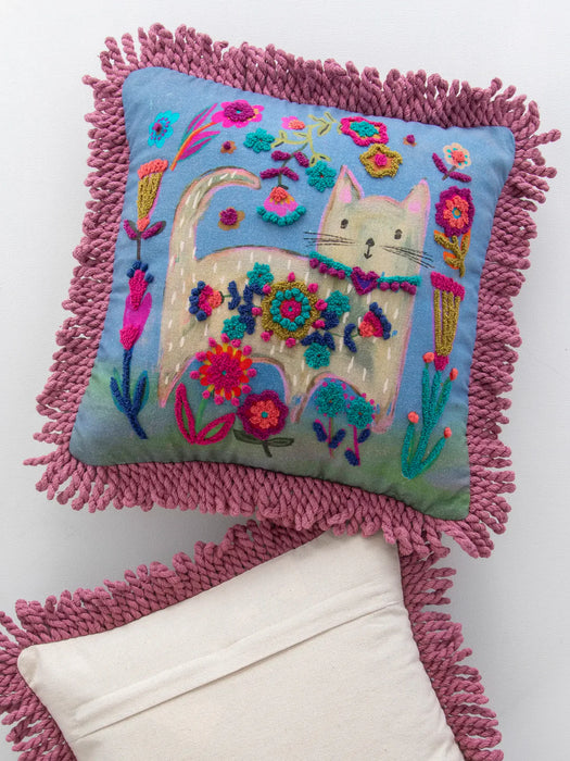 Cat Tufted Boho Pillow