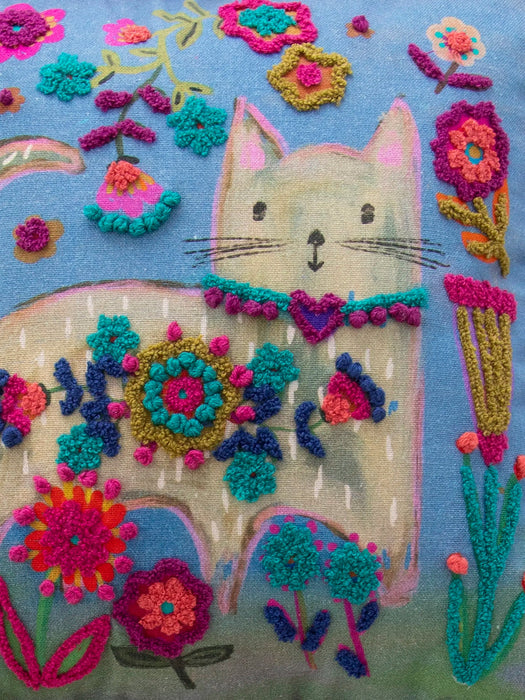 Cat Tufted Boho Pillow
