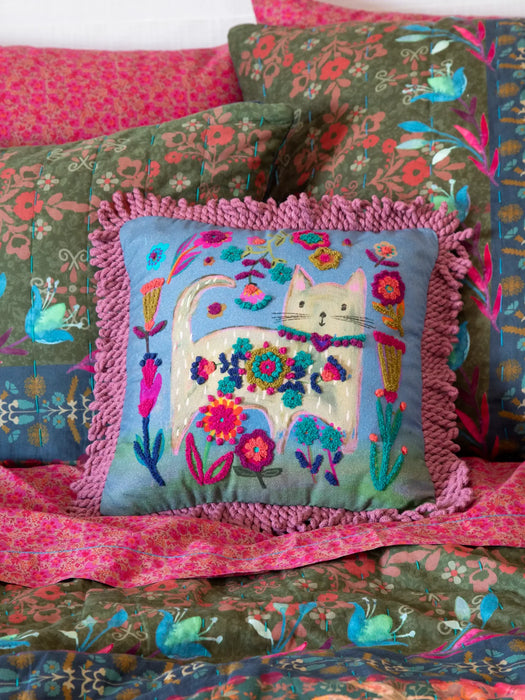 Cat Tufted Boho Pillow