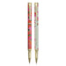 Floral-patterned pen with gold accents on a white background