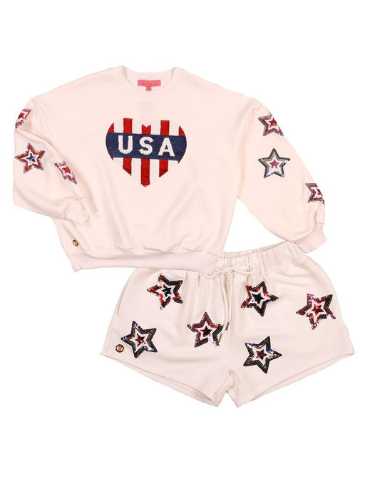 USA Sequin Sweater and Shorts Set