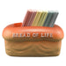 Bread-shaped container with 'Bread of Life' text holding colorful cards on a white background
