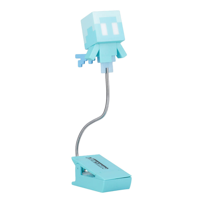 Light blue cartoon character with a flexible arm on a white background