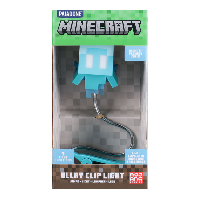 Minecraft Allay Clip Light packaging with blue light and checkered pattern