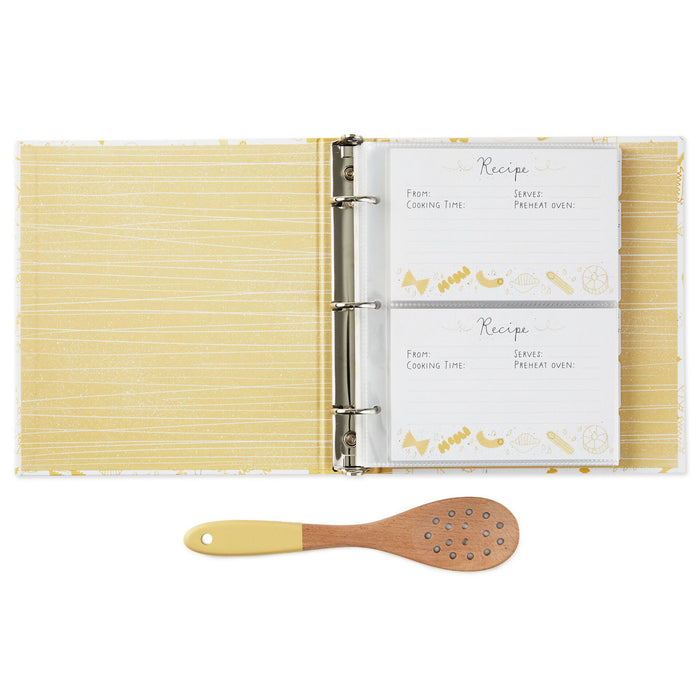 Pasta Recipe Organizer Book With Wooden Strainer Spoon