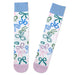 Pair of socks with colorful bow pattern on a white background