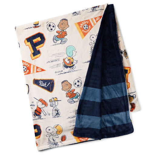 Folded blanket with cartoon character pattern on a white background