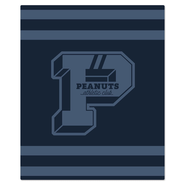 Navy notebook with 'Peanuts Athletic Club' logo on a white background
