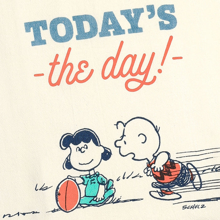 Cartoon illustration of a girl and a boy with text 'Today's the day!' on a beige background