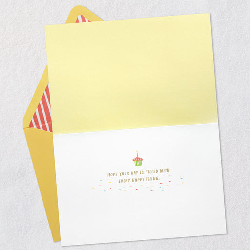 Greeting card with yellow envelope on a light gray background