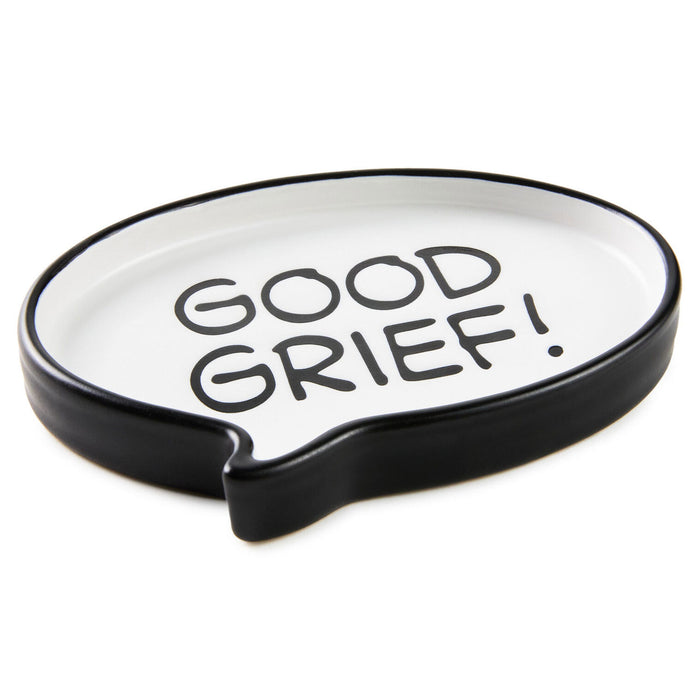 Speech bubble-shaped tray with 'GOOD GRIEF!' text on a white background