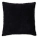 A square black corduroy throw pillow shown against a plain white background.