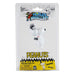 Peanuts Snoopy 'World's Smallest' wind-up action toy in its original blister packaging, featuring a white Snoopy figure with black ears and a small pink bow tie.