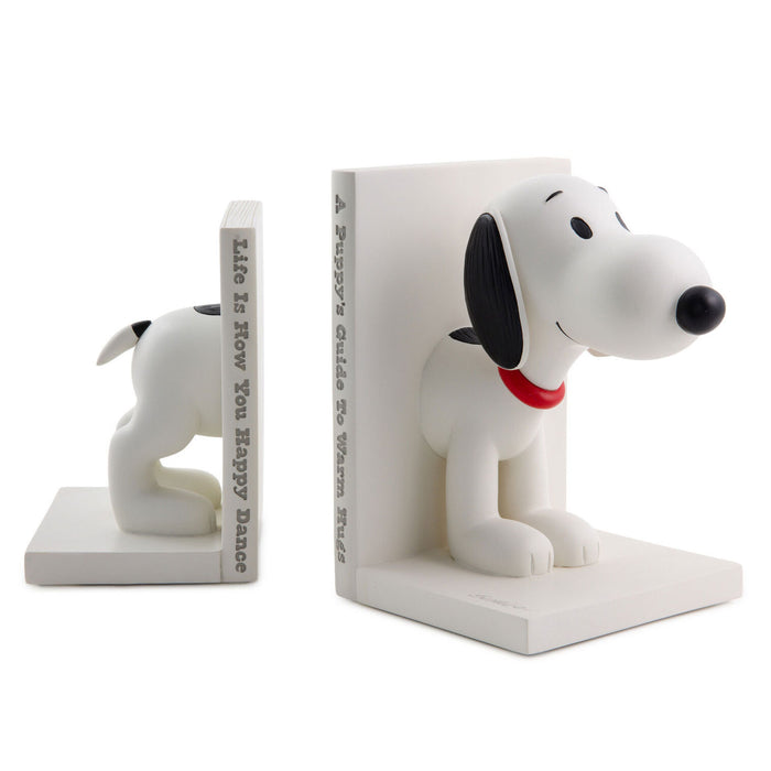 Snoopy bookends on a white background
