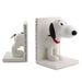 Snoopy bookends on a white background