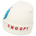 White beanie with blue patch and red 'SNOOPY' text on a white background