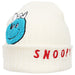 White beanie with blue Smurf face and 'SNOOPY' text on a white background