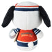 Plush toy resembling a dog in a sports uniform with 'Peanuts Athletic Club' text on a white background