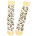 Two socks with yellow cartoon characters on a white background