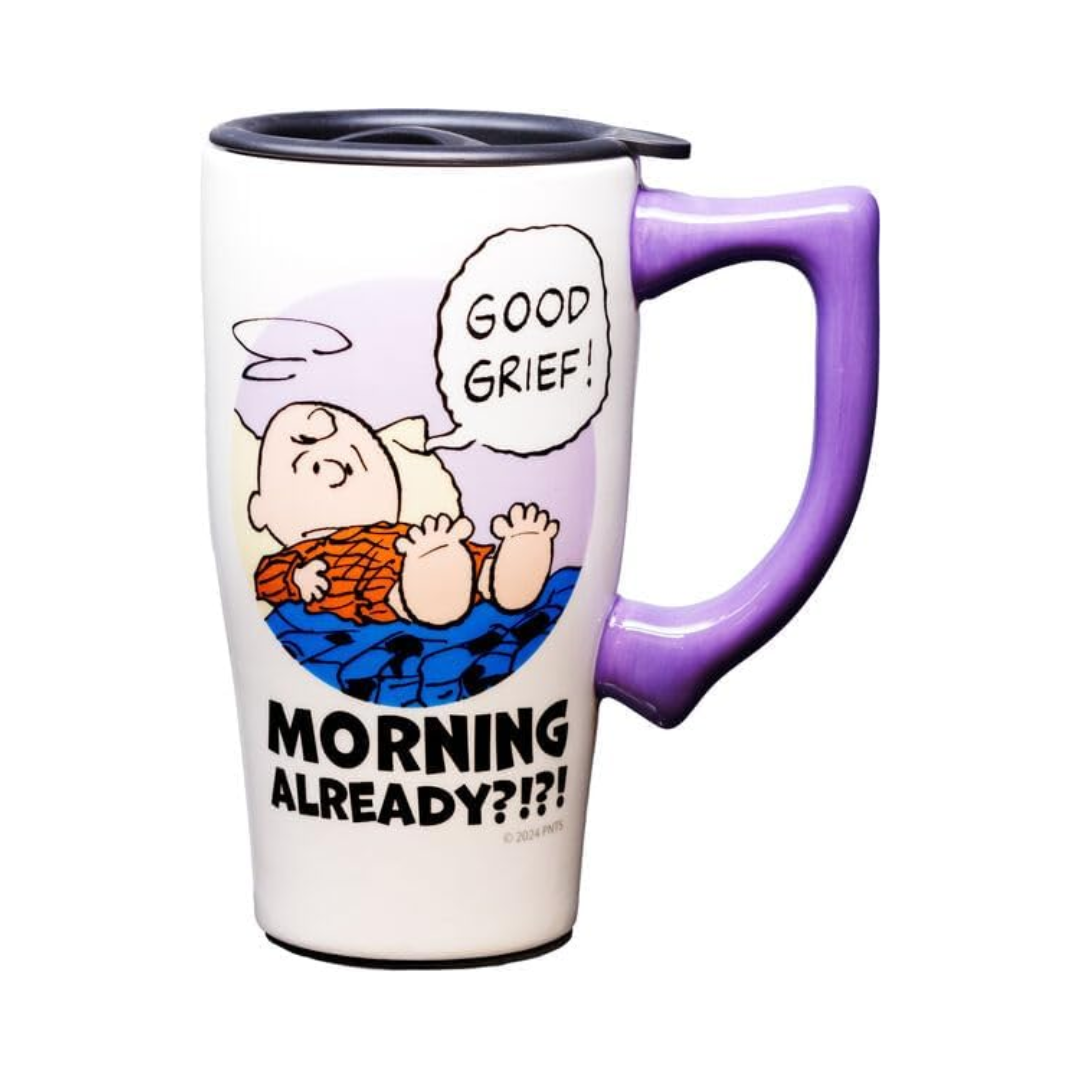 Peanuts Charlie Brown Good Grief Ceramic Travel Mug