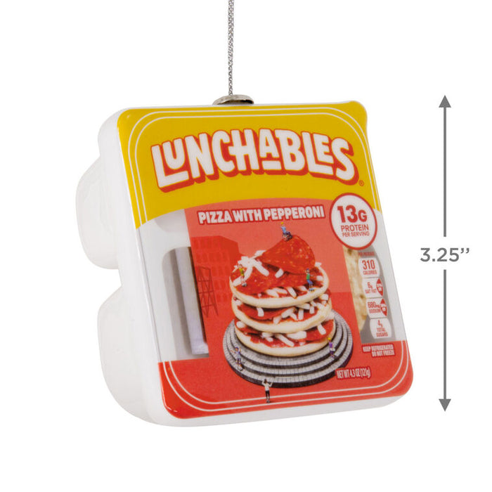 Lunchables pizza with pepperoni ornament on a white background