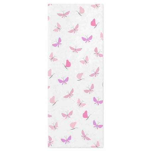 Pink Butterflies on White Tissue Paper