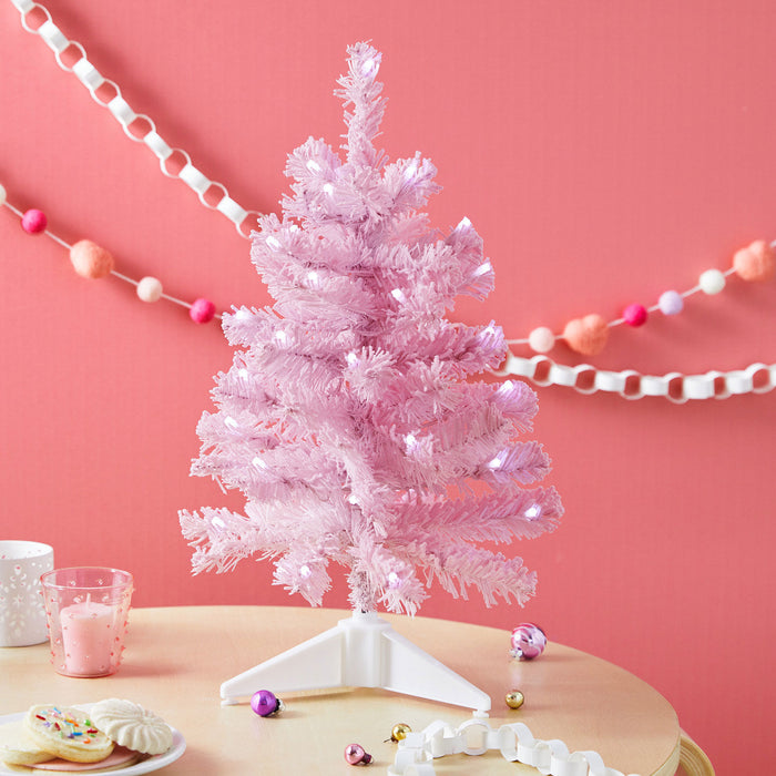 Miniature Pastel Pink Pre-Lit Christmas Tree