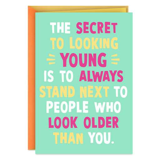 Colorful card with humorous quote on a white background