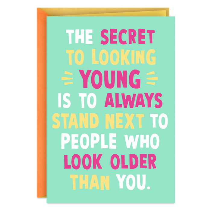 Colorful card with humorous quote on a white background