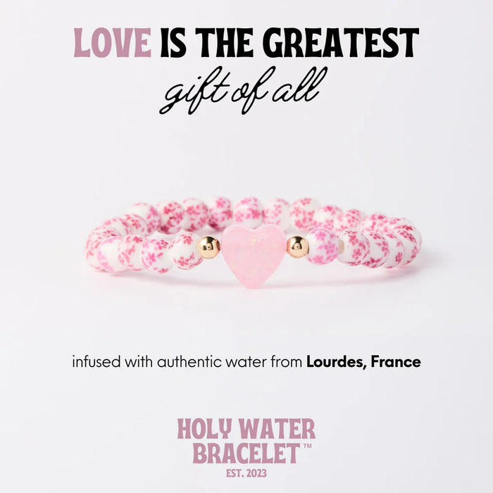 Holy Water Porcelain Pink Heart Bracelet in Gold
