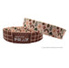 Two wristbands with floral and plaid patterns on a white background