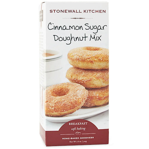 Box of Stonewall Kitchen Cinnamon Sugar Doughnut Mix on a white background