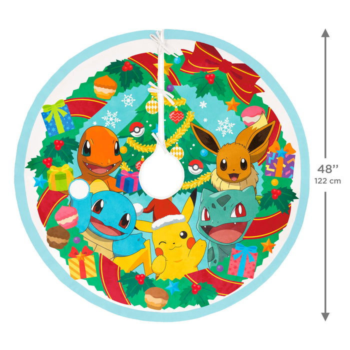 Circular Christmas-themed design with cartoon characters and festive elements, featuring a size indicator.