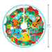 Circular Christmas-themed design with cartoon characters and festive elements, featuring a size indicator.