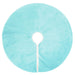 Round turquoise rug with a white central pole on a white background