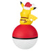 Pikachu on a Poké Ball with a Santa hat on a white background