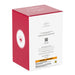 Red and white box with a logo and text on a white background