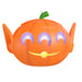 Pumpkin-shaped container with a smiling face on a white background