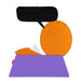 Colorful cutout of a person sitting on a purple mat with an orange cushion and black headrest.