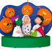 Decorative ornament featuring characters from 'Peanuts' with Halloween-themed pumpkins.