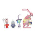 Set of four animated characters on a white background