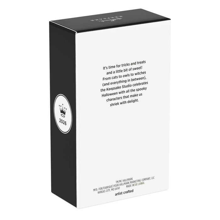 Halloween-themed product packaging with text and a logo on a white background