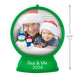 Personalized Christmas ornament with a photo of a man and child wearing Santa hats, surrounded by snowmen, with 'Dad & Me 2026' text.