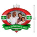Decorative Christmas ornament with a family photo and 'The Joy of Christmas is Family' text.
