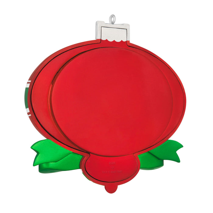 Red Christmas ornament on a white background
