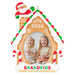 Decorative Christmas ornament with a gingerbread house design, children's photo, and '2026' text.